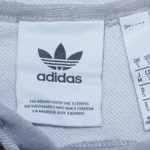 adidas Mens Grey Pullover Hoodie Medium Logo Fleece Sportswear