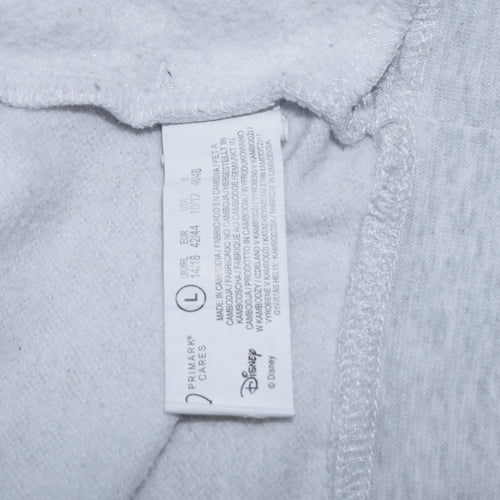 Disney Womens Light Grey Stitch Hoodie Size L Pullover Graphic Hooded Sweatshirt