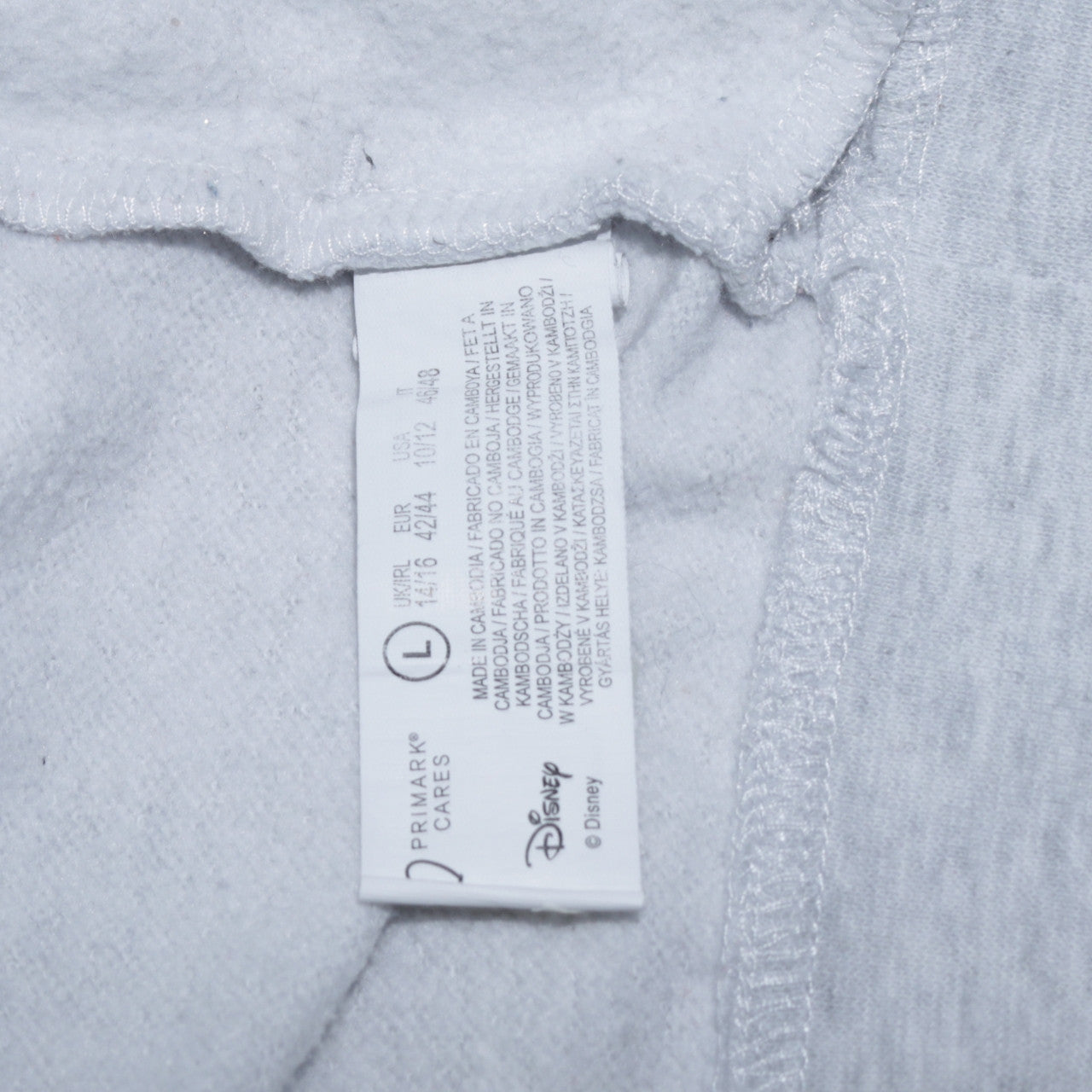Disney Womens Light Grey Stitch Hoodie Size L Pullover Graphic Hooded Sweatshirt