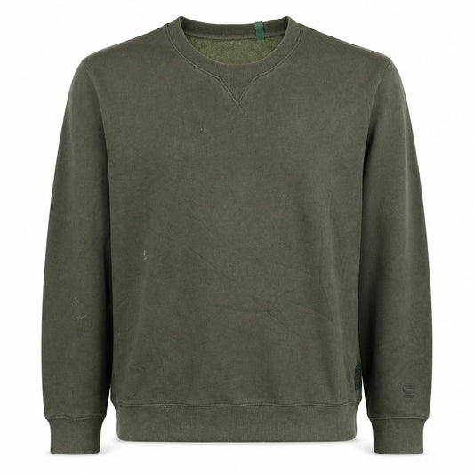 Front view of G-Star RAW Men's Green Crew Neck Pullover Sweatshirt L