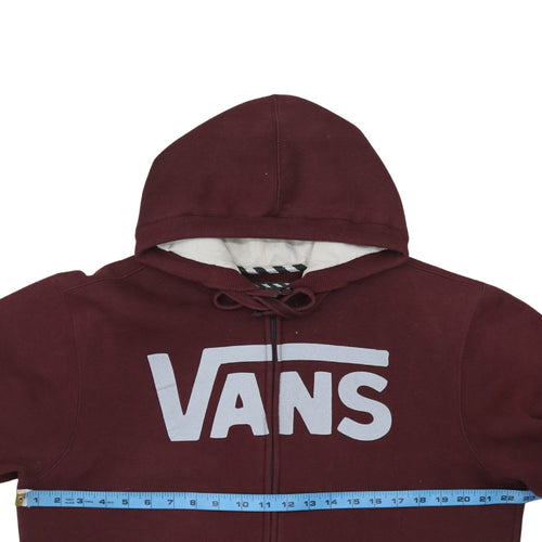 Vans Men Burgundy Full Zip Hoodie Medium Cotton Blend Logo