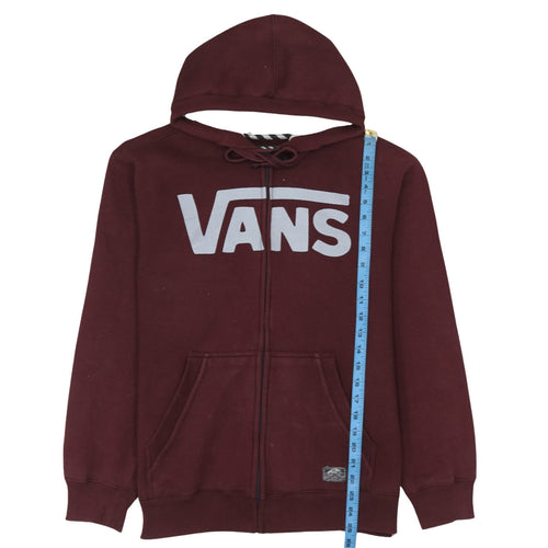 Vans Men Burgundy Full Zip Hoodie Medium Cotton Blend Logo