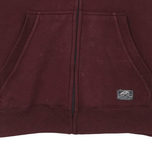 Vans Men Burgundy Full Zip Hoodie Medium Cotton Blend Logo
