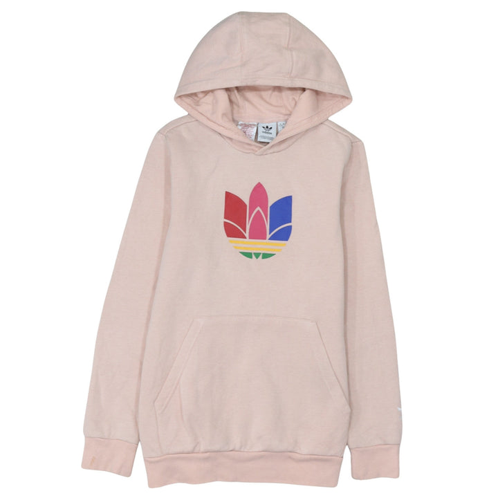 Adidas Girls Pink Logo Pullover Hoodie 12-13 Years Fleece Sweatshirt