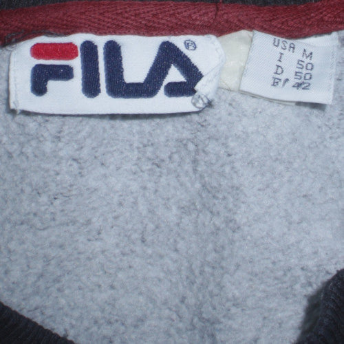 Fila Mens Grey Crew Neck Fleece Sweatshirt Size M Retro Style