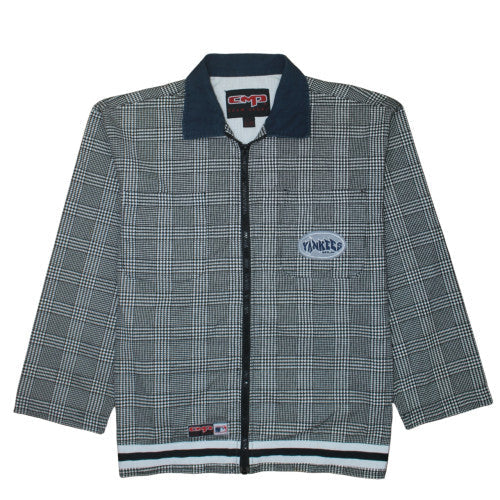 CMP Team Sport Men's Black Check Bomber Jacket L Cotton Yankees Style