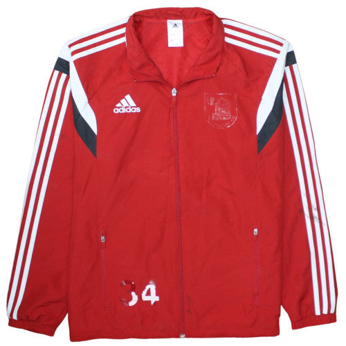 Adidas Men’s Red Track Jacket L Full Zip Lightweight Football Top