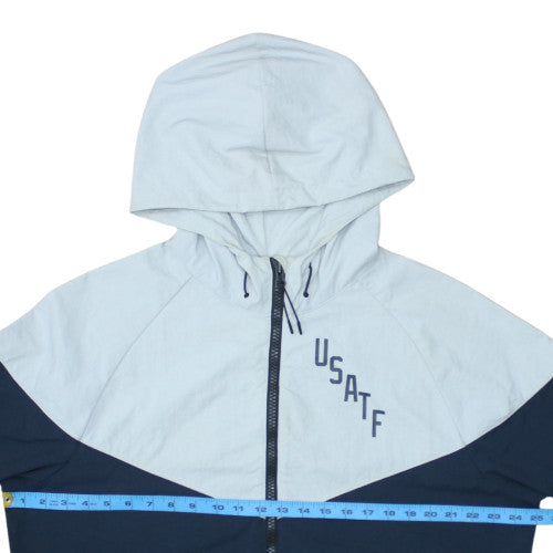 Nike Mens XL Blue Windbreaker Hooded Jacket USATF Sportswear