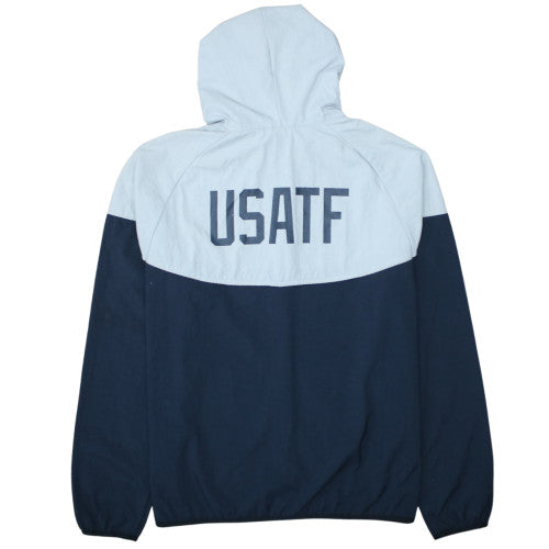 Nike Mens XL Blue Windbreaker Hooded Jacket USATF Sportswear