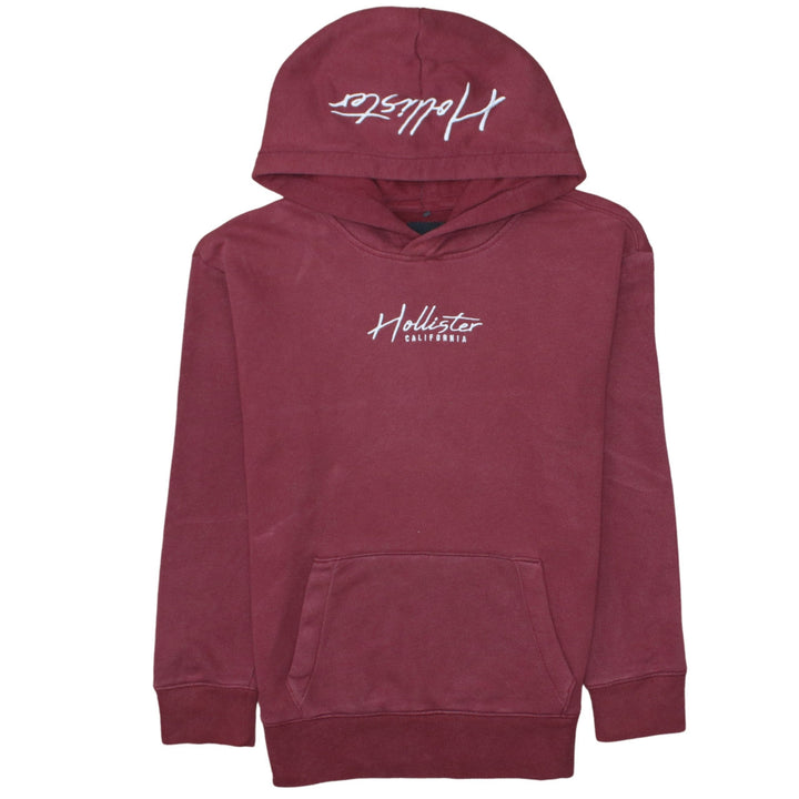 Hollister Mens Red Pullover Hoodie XS Logo Fleece Sweatshirt