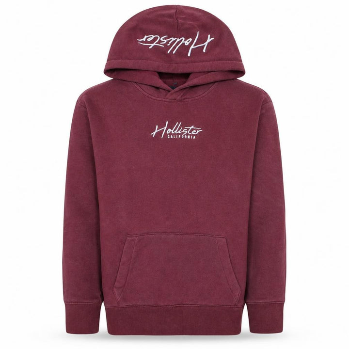 Hollister Mens Red Pullover Hoodie XS Logo Fleece Sweatshirt