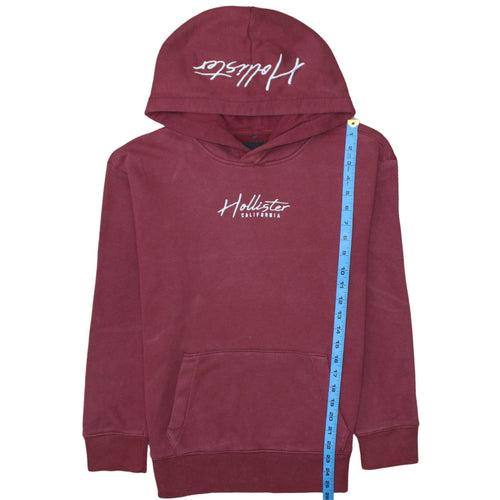 Hollister Mens Red Pullover Hoodie XS Logo Fleece Sweatshirt