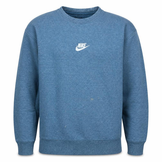 Front view of Nike Men's Blue Crew Neck Pullover Sweatshirt L Logo Print