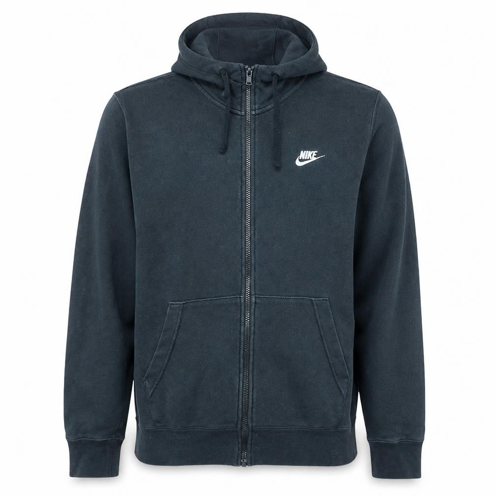 Front view of Nike Men's Black Full Zip Hoodie L Regular Cotton Blend