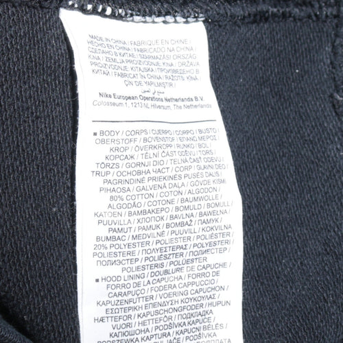 Nike Men's Black Full Zip Hoodie L Regular Cotton Blend