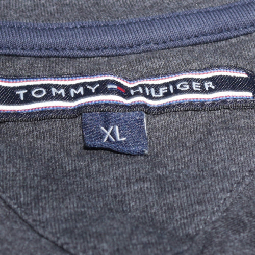 Tommy Hilfiger Men's Grey Long Sleeve V-Neck T-Shirt XL