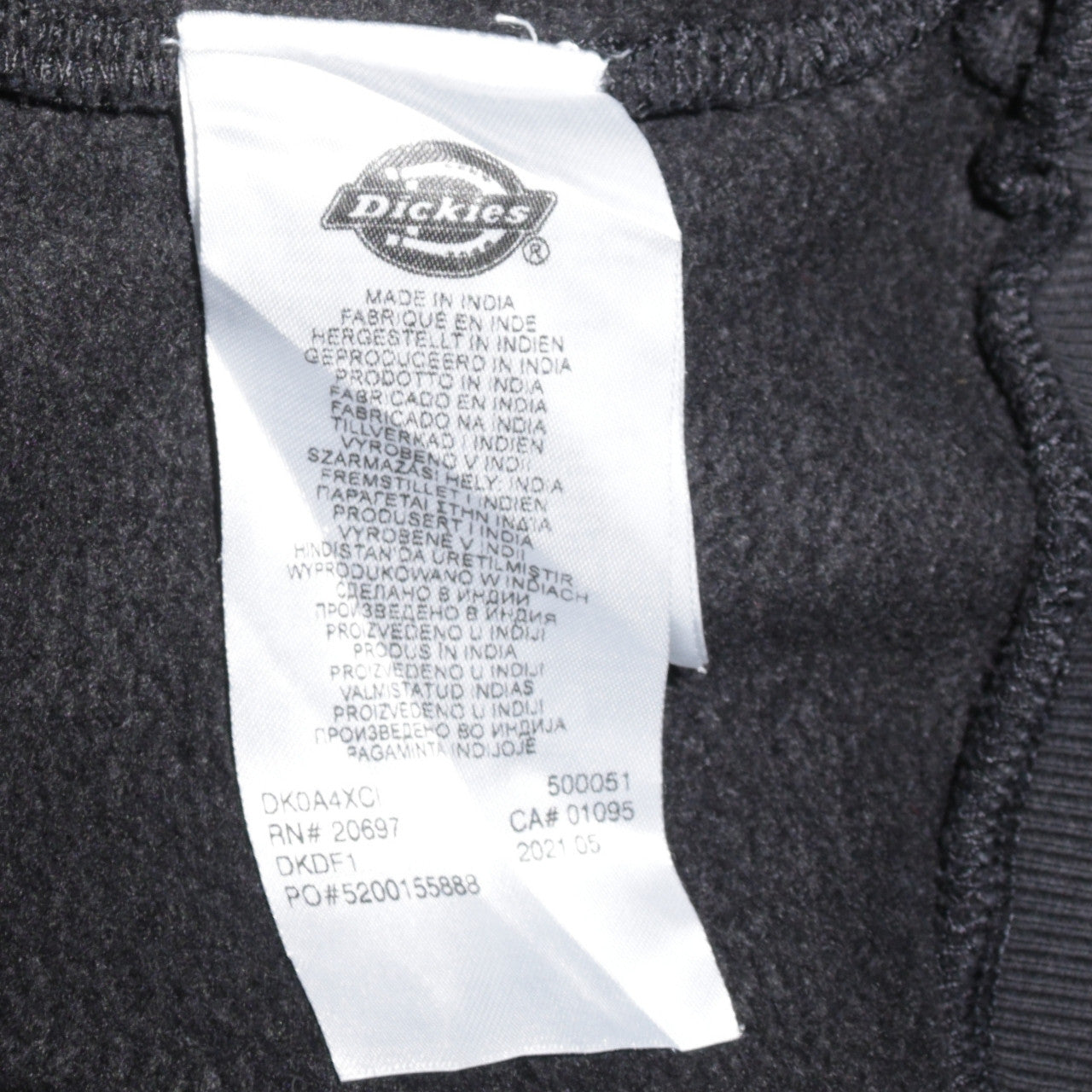 Dickies Men's Black XL Pullover Fleece Sweatshirt Logo Crew Neck