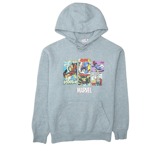 Marvel Men’s Grey Pullover Hoodie M Comic Graphic Print Fleece
