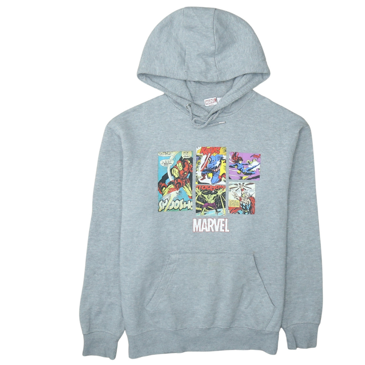 Marvel Men’s Grey Pullover Hoodie M Comic Graphic Print Fleece