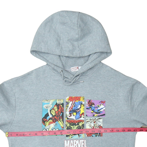 Marvel Men’s Grey Pullover Hoodie M Comic Graphic Print Fleece