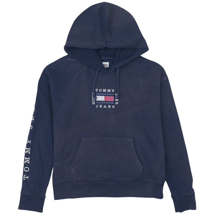 Tommy Jeans Womens Navy Hoodie XS Pullover Logo Hooded Sweatshirt