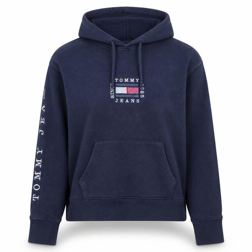 Tommy Jeans Womens Navy Hoodie XS Pullover Logo Hooded Sweatshirt