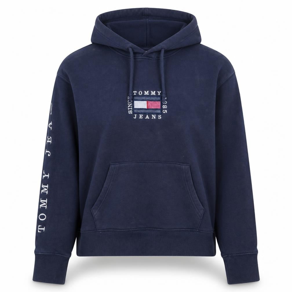 Tommy Jeans Womens Navy Hoodie XS Pullover Logo Hooded Sweatshirt