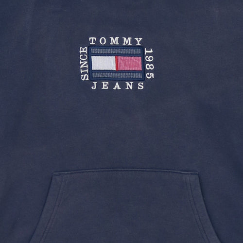 Tommy Jeans Womens Navy Hoodie XS Pullover Logo Hooded Sweatshirt