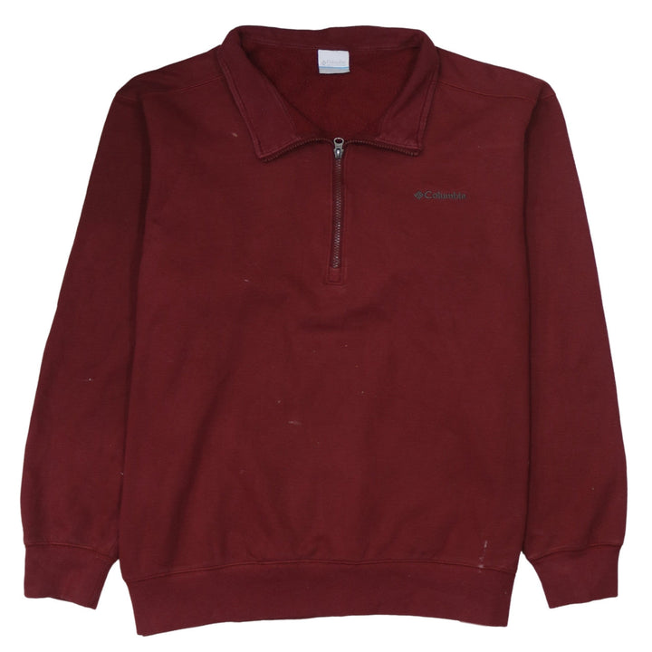 Columbia Mens Red 1/2 Zip Fleece Sweatshirt Size L Outdoor Pullover