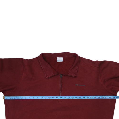 Columbia Mens Red 1/2 Zip Fleece Sweatshirt Size L Outdoor Pullover