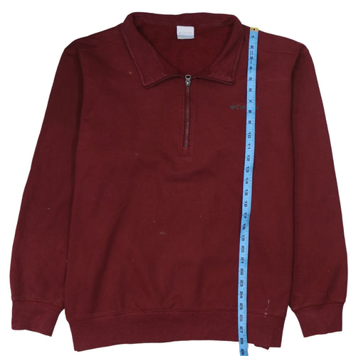 Columbia Mens Red 1/2 Zip Fleece Sweatshirt Size L Outdoor Pullover