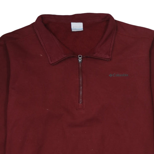 Columbia Mens Red 1/2 Zip Fleece Sweatshirt Size L Outdoor Pullover