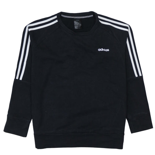 Adidas Womens Black Crew Neck Pullover Sweatshirt L 16-18