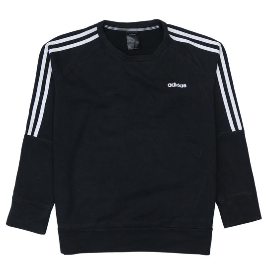 Adidas Womens Black Crew Neck Pullover Sweatshirt L 16-18