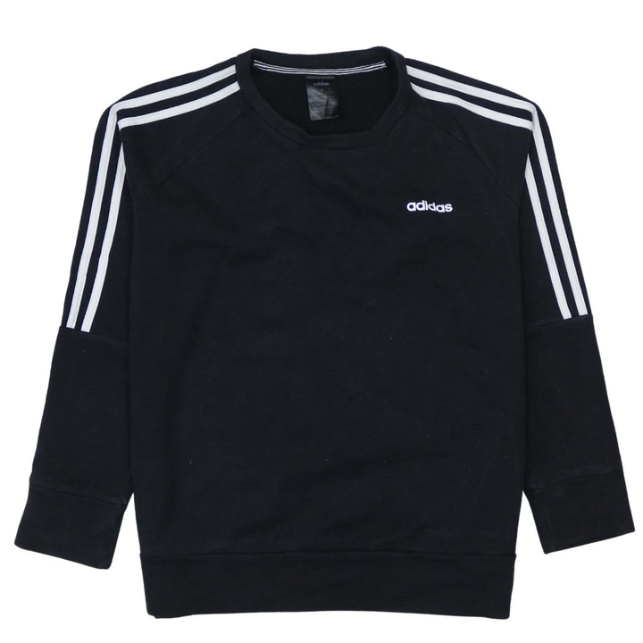 Adidas Womens Black Crew Neck Pullover Sweatshirt L 16-18