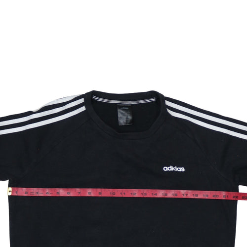 Adidas Womens Black Crew Neck Pullover Sweatshirt L 16-18