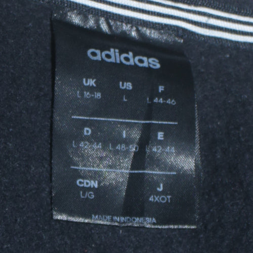 Adidas Womens Black Crew Neck Pullover Sweatshirt L 16-18
