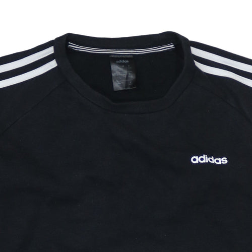 Adidas Womens Black Crew Neck Pullover Sweatshirt L 16-18