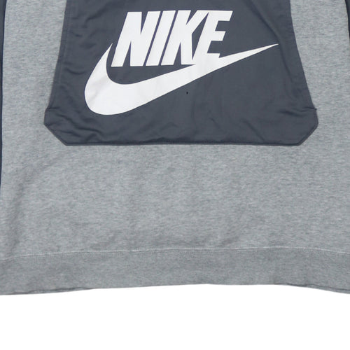 Nike Mens Grey 1/2 Zip Hooded Sweatshirt L Regular Fit Logo Fleece
