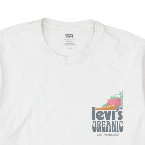 Levi's Men's White Organic Relaxed Fit Graphic T-Shirt Size M