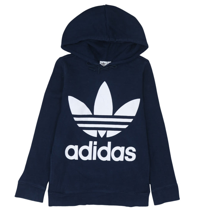 Adidas Women Navy Blue Hooded Pullover Sweatshirt UK 14