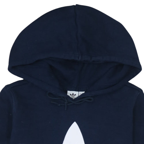 Adidas Women Navy Blue Hooded Pullover Sweatshirt UK 14