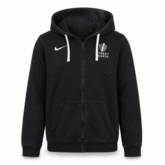 Front view of Nike Men's Black Full Zip Hoodie Medium Street League Sportswear