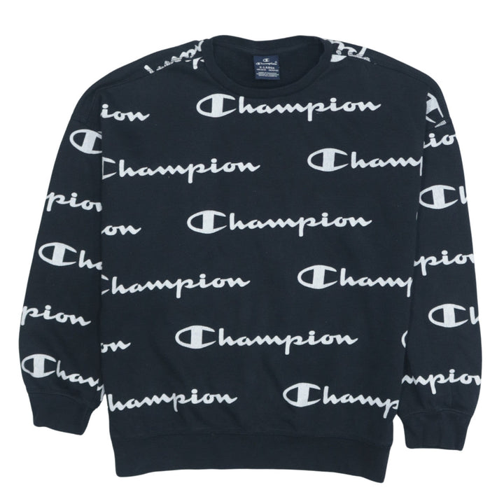 Champion Boys Black Logo Pullover Sweatshirt 13-14 Years Crew Neck