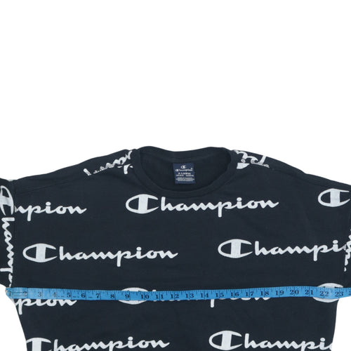 Champion Boys Black Logo Pullover Sweatshirt 13-14 Years Crew Neck