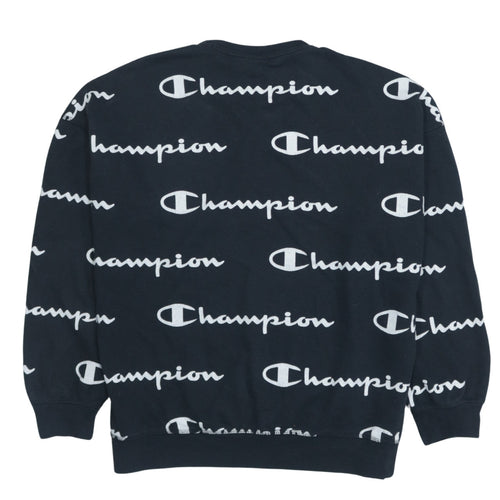 Champion Boys Black Logo Pullover Sweatshirt 13-14 Years Crew Neck