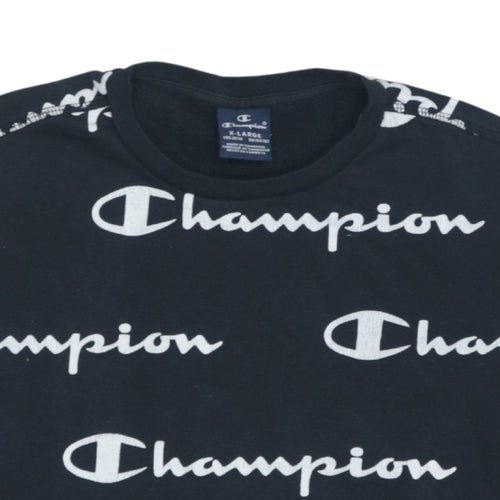 Champion Boys Black Logo Pullover Sweatshirt 13-14 Years Crew Neck