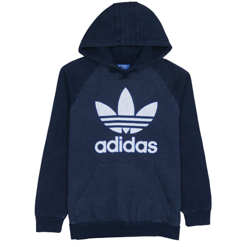 Adidas Men’s Blue Pullover Hoodie Size M Fleece Logo Sweatshirt