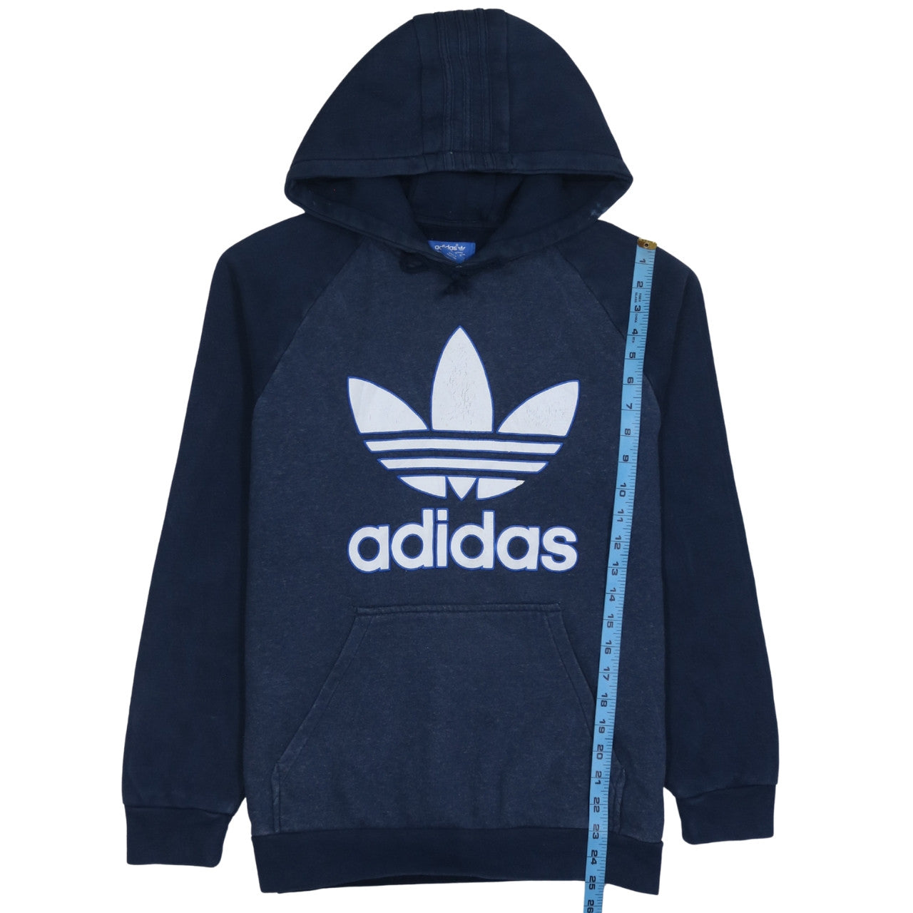 Adidas Men’s Blue Pullover Hoodie Size M Fleece Logo Sweatshirt