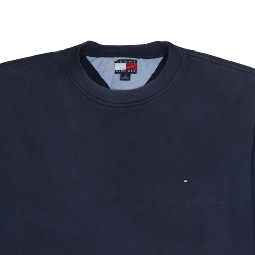 Tommy Hilfiger Men's Blue L Regular Fit Crew Neck Pullover Sweatshirt